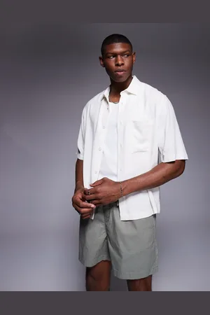 ASOS Camisa blanca de corte cuadrado de mezcla de lino de