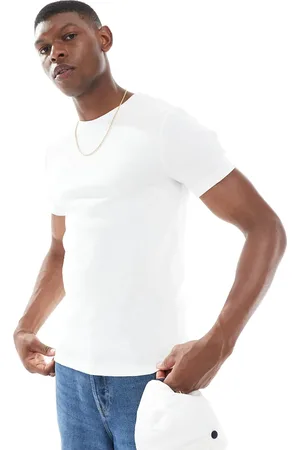 ASOS Camiseta blanca básica ajustada de canalé de