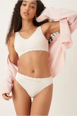 Boux Avenue Tanga color de canalé con bordes festoneados de -Neutro