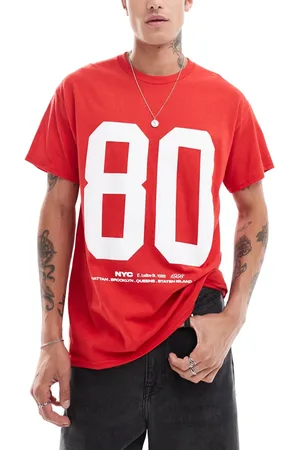ASOS Camiseta roja extragrande con estampado delantero de número deportivo de