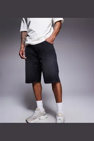 Good For Nothing Pantalones cortos vaqueros negros de estilo carpintero y corte skater de