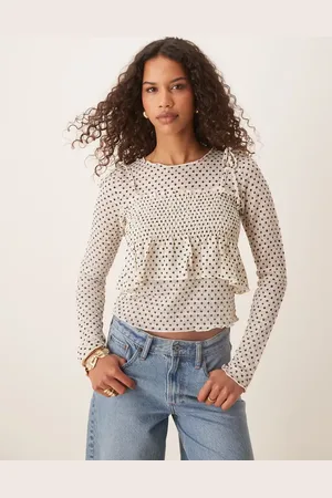 ASOS Top combinado de manga larga y tirantes con estampado de lunares de -Multicolor