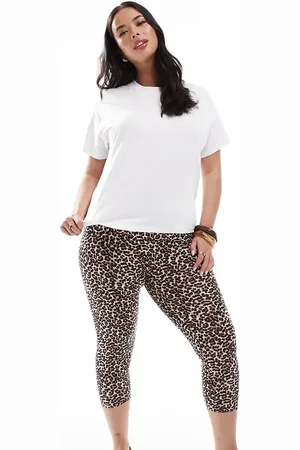 ONLY Leggings cortos con estampado animal de -Marrón