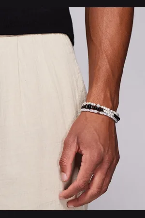 ASOS Pack de 3 pulseras color con cuentas y perlas de imitación de -Blanco