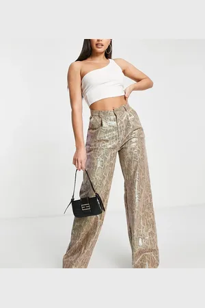 Missguided Pantalones de pernera ancha con estampado de piel de serpiente de