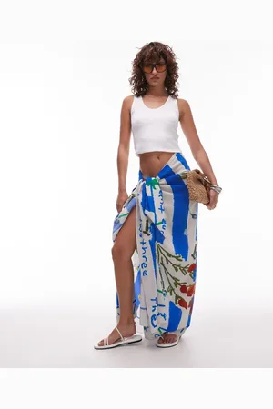 Topshop Pareo con estampado azul Mykonos de