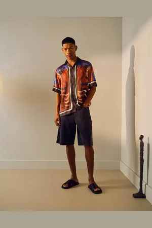Topman Pantalones cortos gris lavado de sarga de