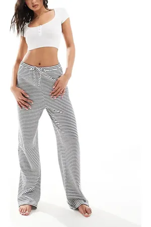 4th & Reckless Pantalones azules a rayas de estilo casual de pernera ancha de punto liso de algodón de -Multicolor