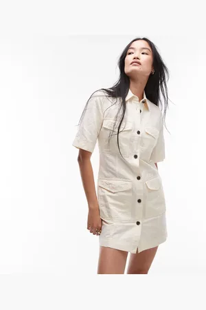 ARKET Vestido camisero corto color con bolsillos de parche en la parte delantera de -Neutro