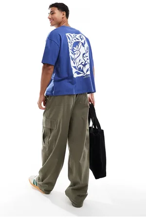 ASOS Camiseta azul de corte cuadrado extragrande con estampado gráfico celestial de
