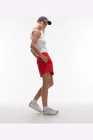 Lacoste Pantalones cortos rojos de doble faz de piqué de