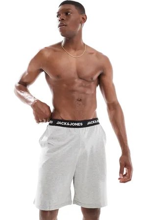 JACK & JONES Pantalones cortos de estar por casa gris con cinturilla en contraste de
