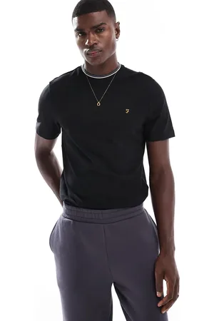 Farah Camiseta negra con ribetes de algodón Alvin de