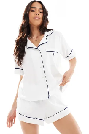 Ralph Lauren Pijama de pantalones cortos y camisa de manga corta con ribetes de