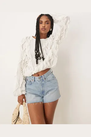 Gina Tricot Top con volantes y mangas voluminosas de