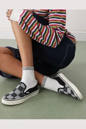 Vans Zapatillas de deporte negras a cuadros dameros monocromáticos sin cierres Slip-On de Classic