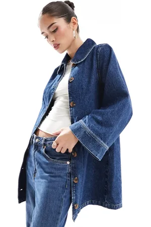ASOS Chaqueta vaquera larga añil de