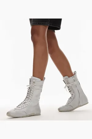 Bronx Botas blancas de estilo boxeador con cordones de -Blanco