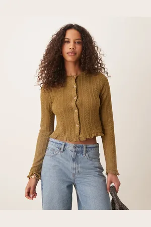ASOS Cárdigan con bajo de volante de croché de -Verde