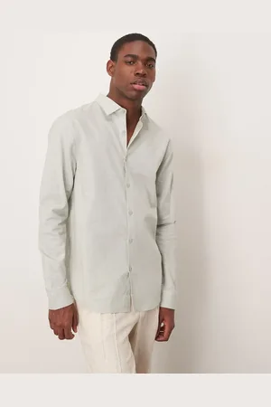 ASOS Camisa de vestir de corte estándar de mezcla de lino de