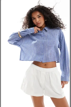 ASOS Camisa corta a rayas beis con espalda cruzada de -Multicolor