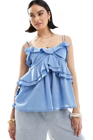 ASOS Top con volantes y tirantes anudados de