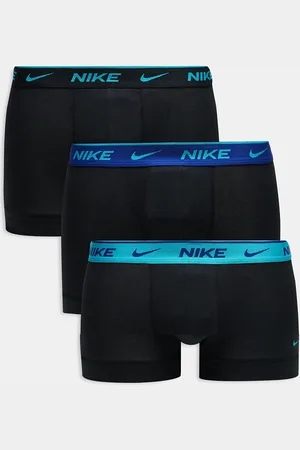Nike Pack de 3 calzoncillos negros básicos con cinturillas azules de microfibra Dri-FIT de