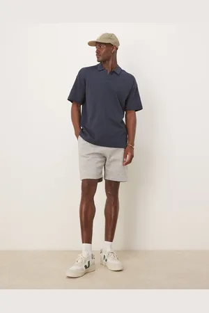 ASOS Pantalones cortos gris jaspeado de largo medio y corte slim básicos de