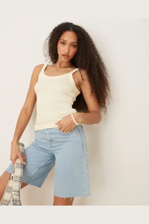 Gina Tricot Top pastel de tirantes de canalé de