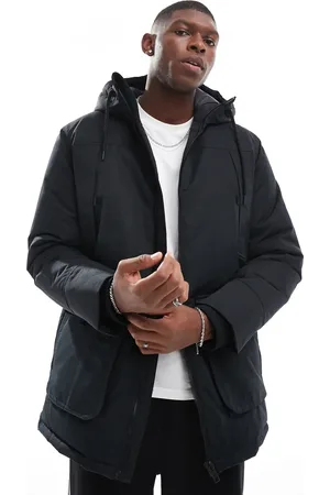 JACK & JONES Parka negra utilitaria de