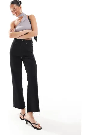ASOS Vaqueros capri negro puro de pernera recta de