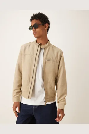 MANGO Chaqueta biker de efecto ante de -Neutro