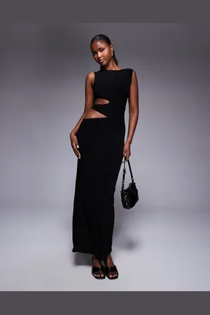 Missyempire Vestido largo ceñido con abertura lateral de tejido ajustado doble de