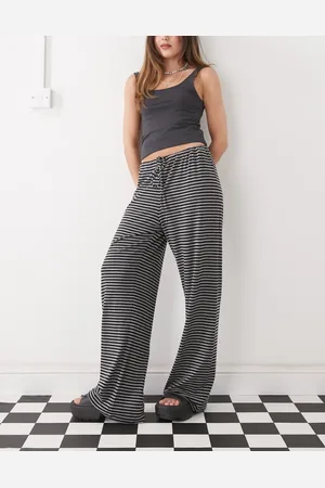 Weekday Pantalones a rayas negras y grises holgados de -Negro