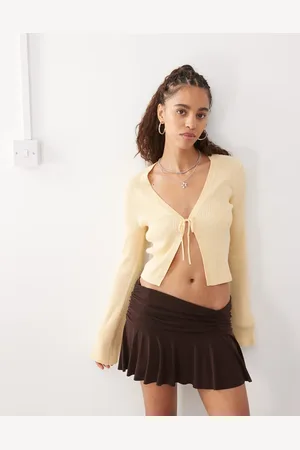 Monki Cárdigan pastel ligero con lazada delantera de
