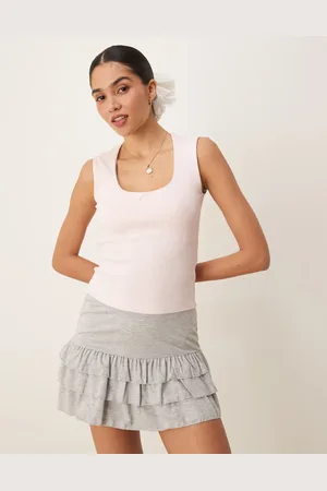 Gina Tricot Camiseta de tirantes con ribetes bordados de algodón de