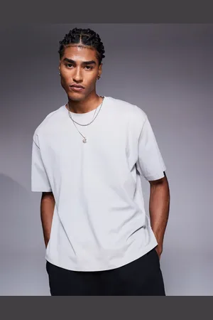 ADPT. Camiseta gris de corte cuadrado extragrande de
