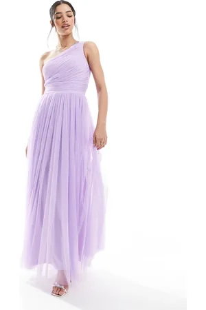 Lace & Beads Vestido de dama de honor largo asimétrico de -Morado