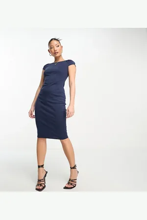 Closet Vestido de tubo con detalle en el cuerpo y hombros abullonados de
