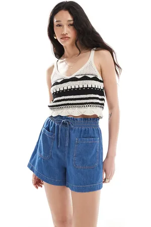 ASOS Pantalones cortos vaqueros con cinturilla paperbag de
