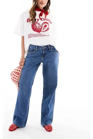 Hollister Vaqueros holgados de talle bajo con lavado oscuro de -Azul