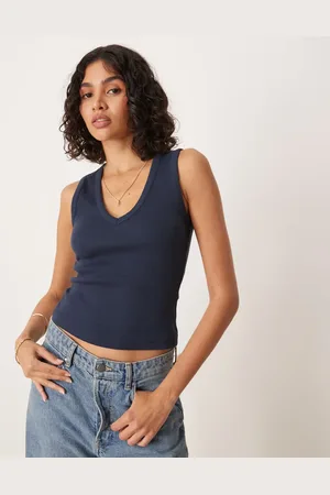 ASOS Camiseta de tirantes con cuello de pico de canalé de