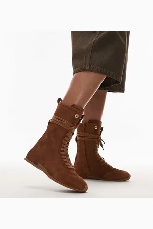 Bronx Botas color tostado de estilo boxeador con cordones de ante de -Marrón