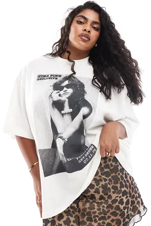 ASOS Camiseta blanca extragrande con estampado fotográfico roquero de ASOS DESIGN Curve-Blanco