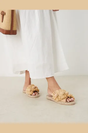 ASOS Mules beis estilo alpargatas con pompones de rafia Jovie de -Neutro
