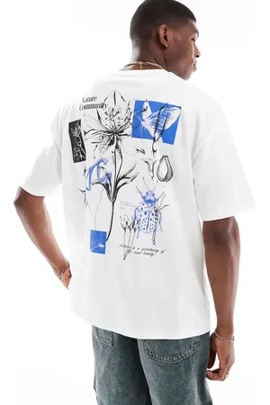 ASOS Camiseta blanca extragrande con estampado gráfico floral de
