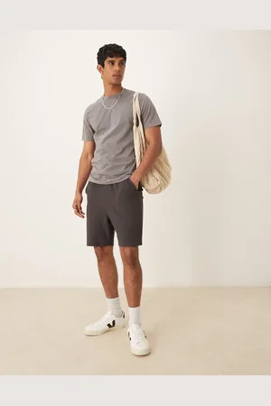 ASOS Pantalones cortos negro lavado extragrandes de punto gofrado de