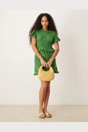 ASOS Minifalda con aplicaciones de croché de punto calado de (parte de un conjunto)-Verde