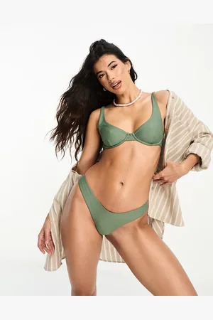 Rhythm Braguitas de bikini oliva clásicas de corte alto de