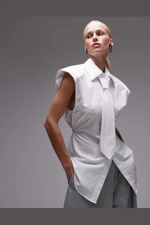 ASOS Camisa sin mangas con hombreras y corbata de